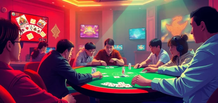 Engaging online gaming scene showcasing popular card games at topgamebaidoithuong.mx with excited players.