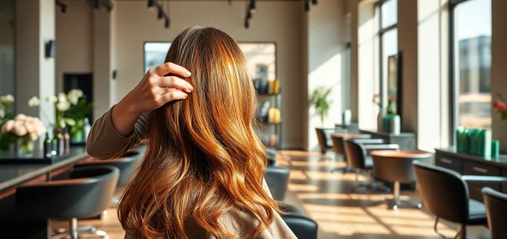 Professional stylist at addendum salon applying highlights in a modern, serene environment.