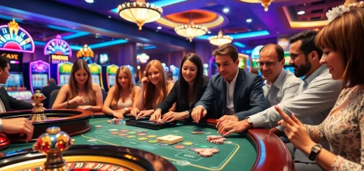 Experience thrilling gaming at dom88.us.com with vibrant casino tables and colorful gambling elements.