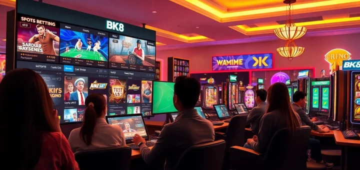 Engaging gaming scene on bk860s.com showcasing diverse players enjoying sports betting and casino games.