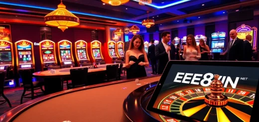 Experience thrilling gameplay at ee88win.net with vibrant casino tables and engaging slot machines.
