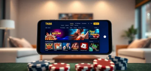 Engaging visual of tk88win.live mobile interface showcasing casino games and betting options.